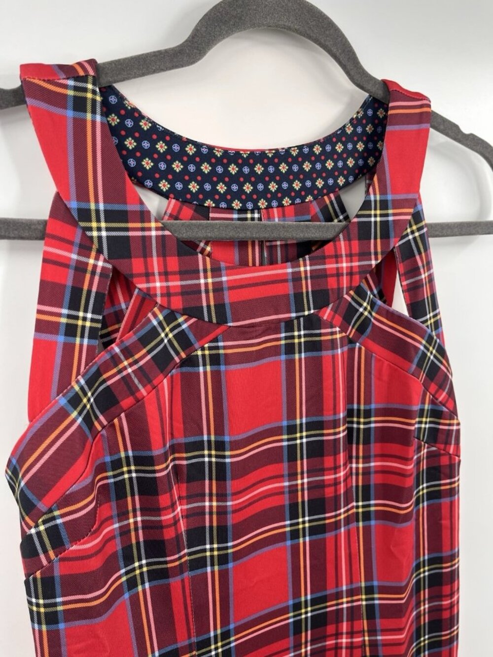 GRETCHEN SCOTT Women's Red Plaid Sleeveless Isosceles Sheath Dress NWT XS - Picture 2 of 7